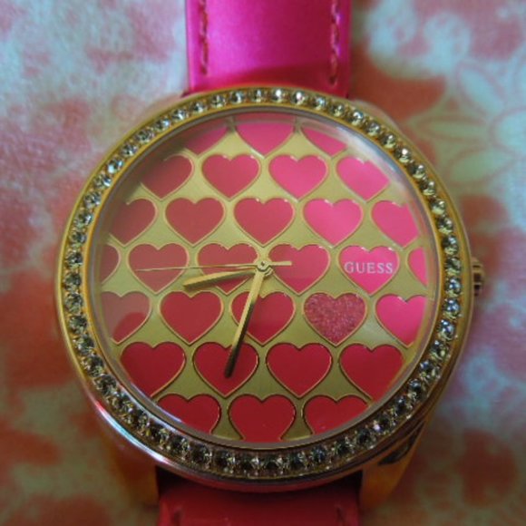 Guess Hot Pink Patent Leather Watch w/Bling-Mint! - Picture 5 of 5